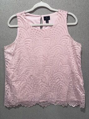 Worthington Blush Pink Lace Sleeveless Tank Top - Size PM
